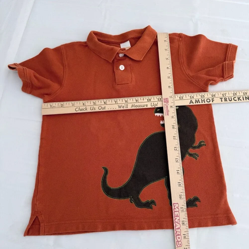 Gymboree Boy's 6 Dinosaur Dino Orange Fall Collared Polo Shirt 100% Cotton 2012